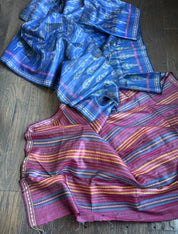 Gopalpur Tussar Silk Ikat - Blue Multi Color