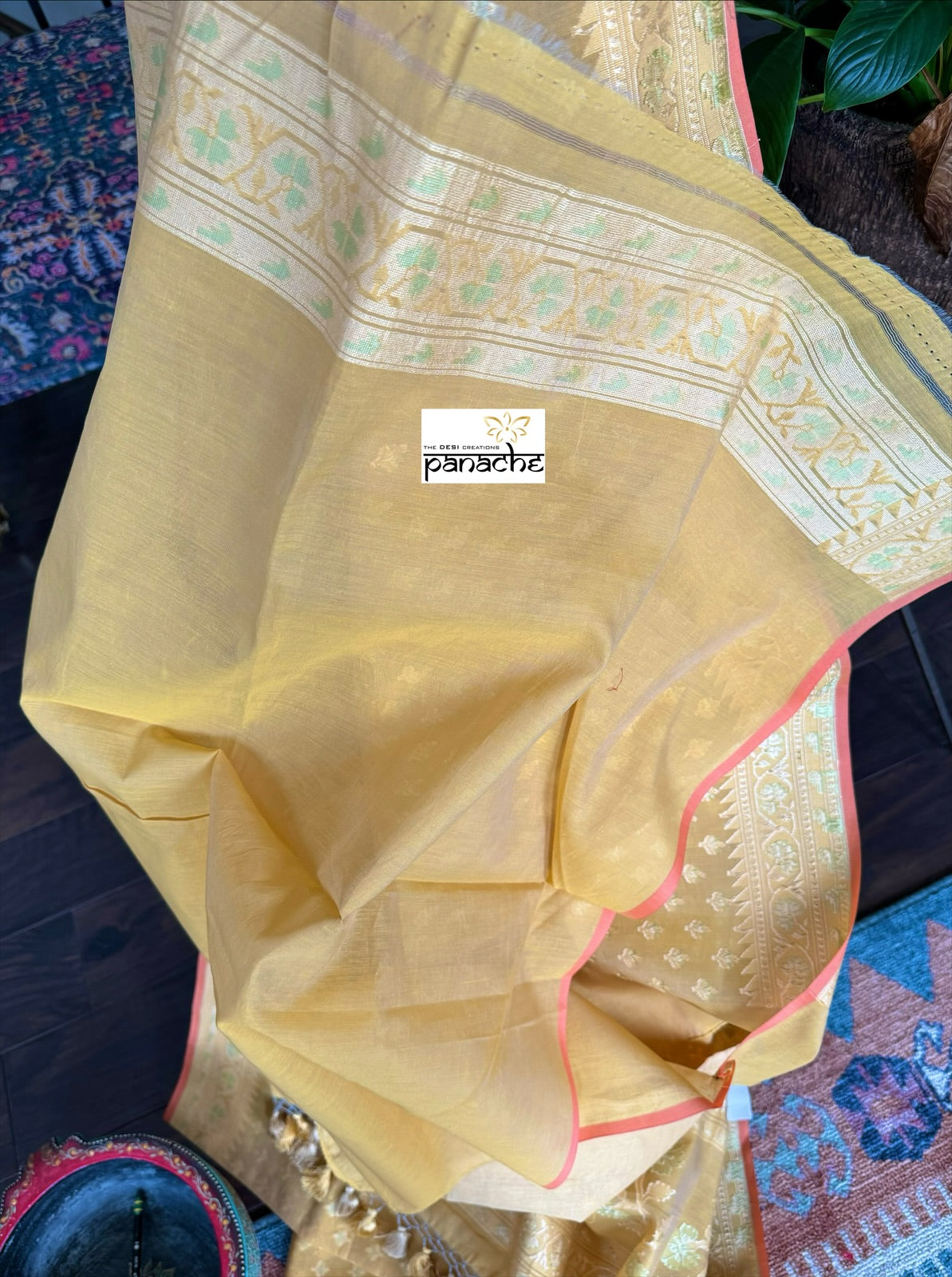 Kora Cotton Banarasi - Light Ochre Yellow