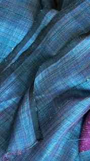 Pure Matka Silk Sequin - Firozi Blue Purple Woven