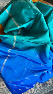 Pure Silk Kanjivaram - Teal Green Blue