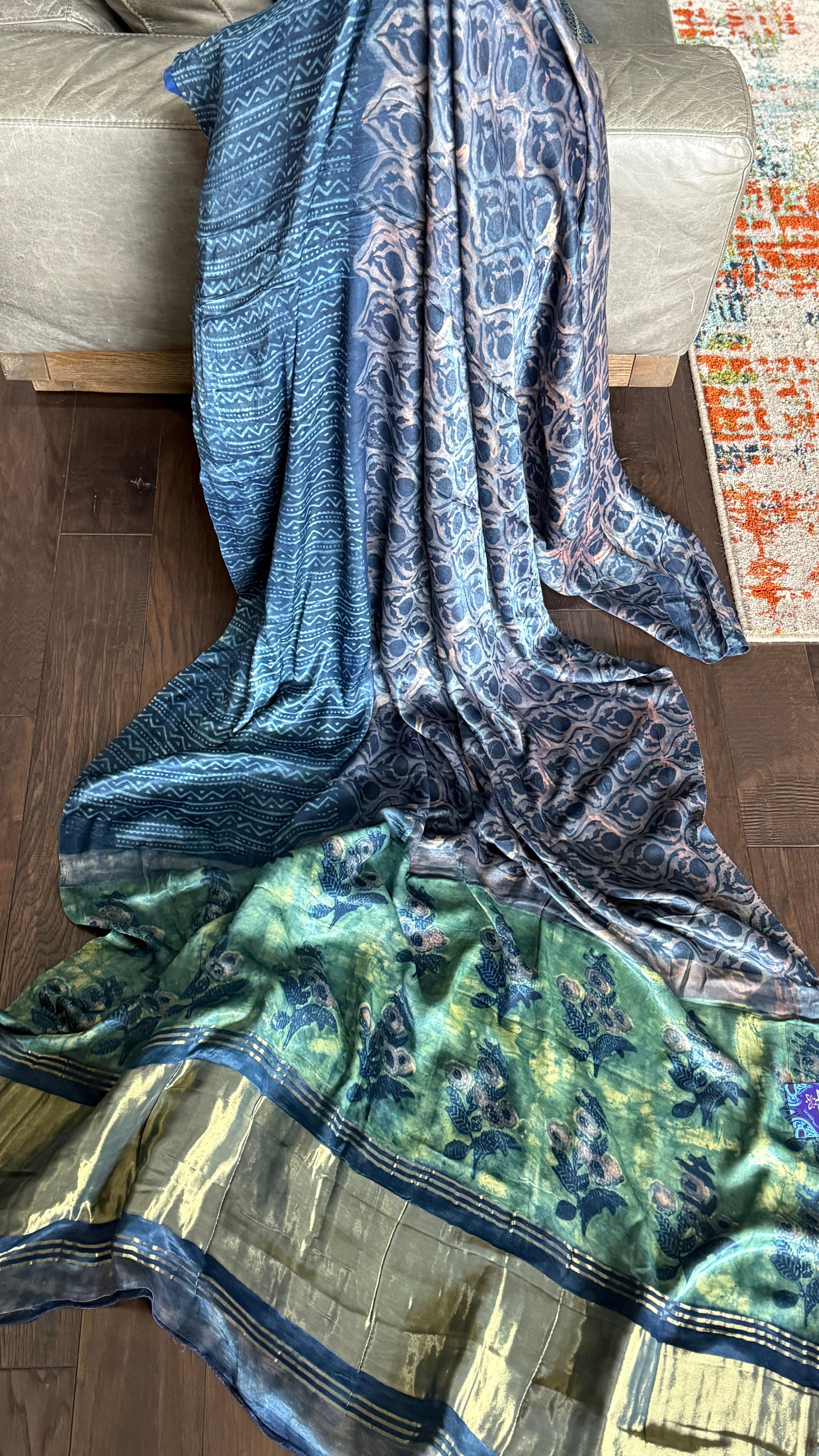 Modal Silk Vegetable Organic Dye Saree - Indigo Blue