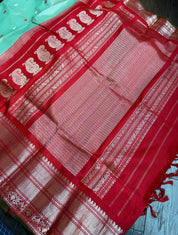 Pure Silk Gadwal - Light Blue Red Checkered