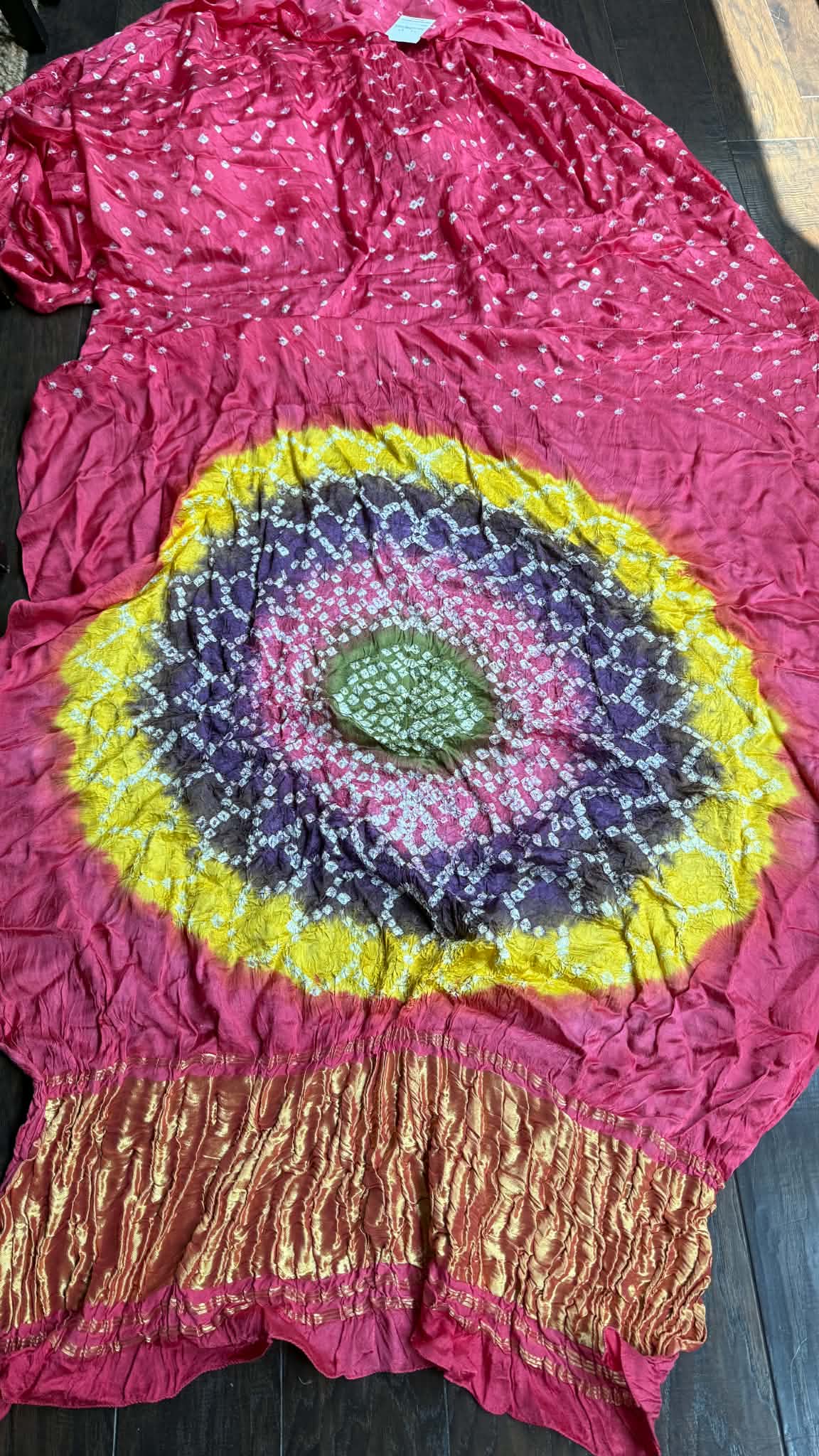 Modal Silk Hand Bandhej - Pink Makdi Palla
