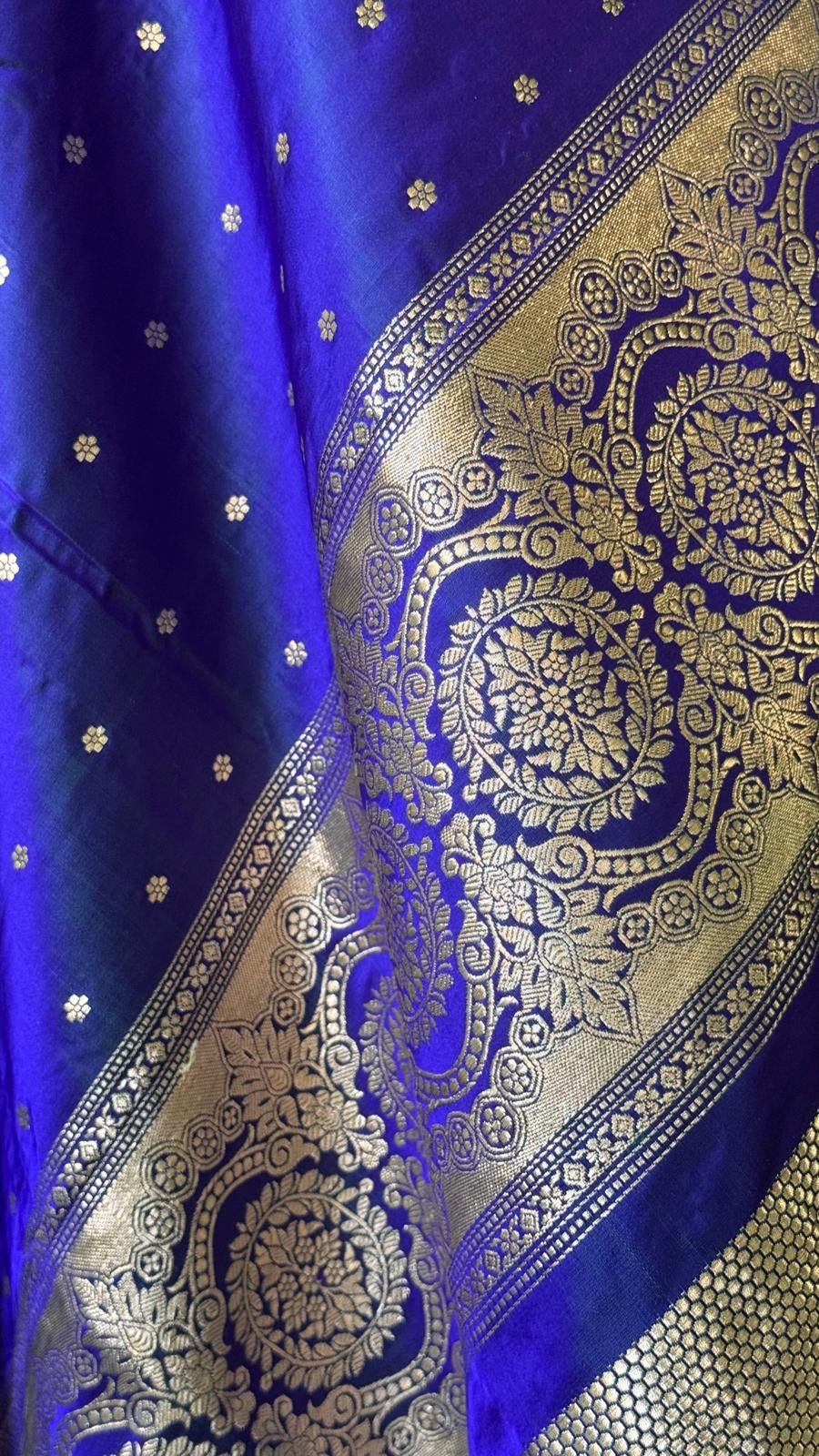 Pure Silk Mashru Banarasi- Peacock Blue Dual Tone