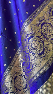 Pure Silk Mashru Banarasi- Peacock Blue Dual Tone