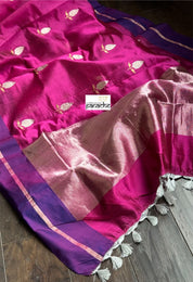 Pure Chanderi Pattu Silk - Magenta Purple