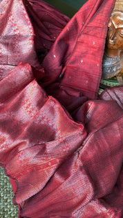 Pure Matka Silk - Maroon Zari Woven