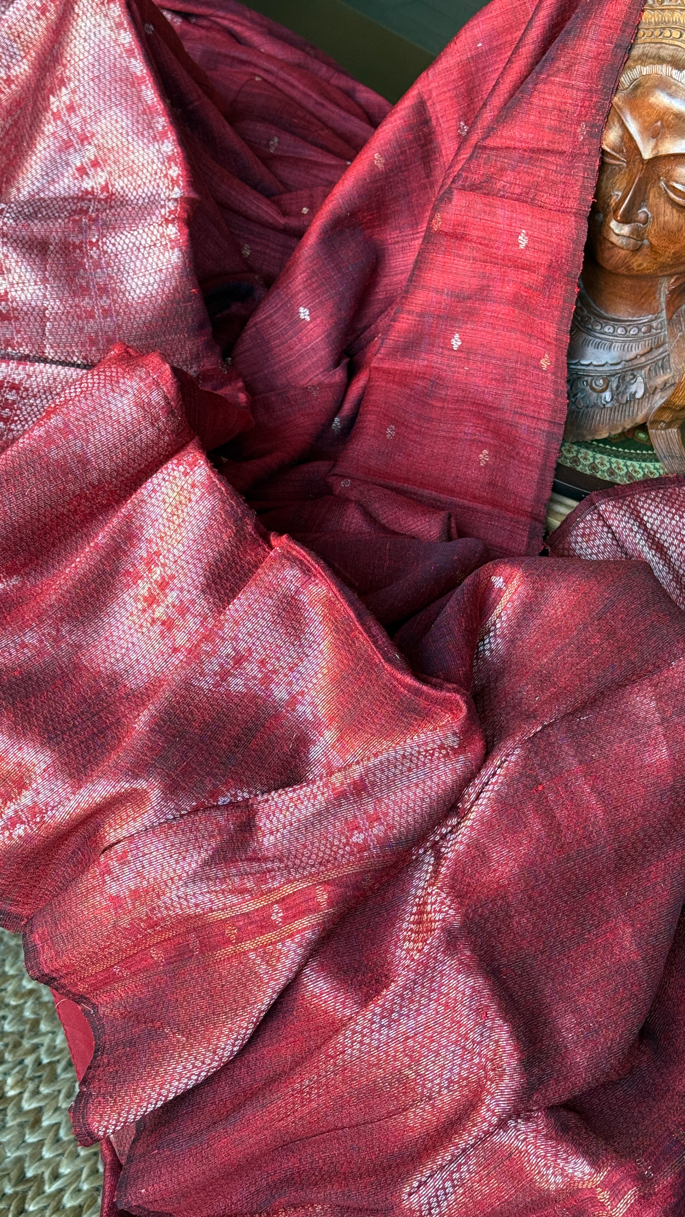 Pure Matka Silk - Maroon Zari Woven