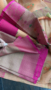 Cotton Silk Banaras Chanderi - Peach Pink