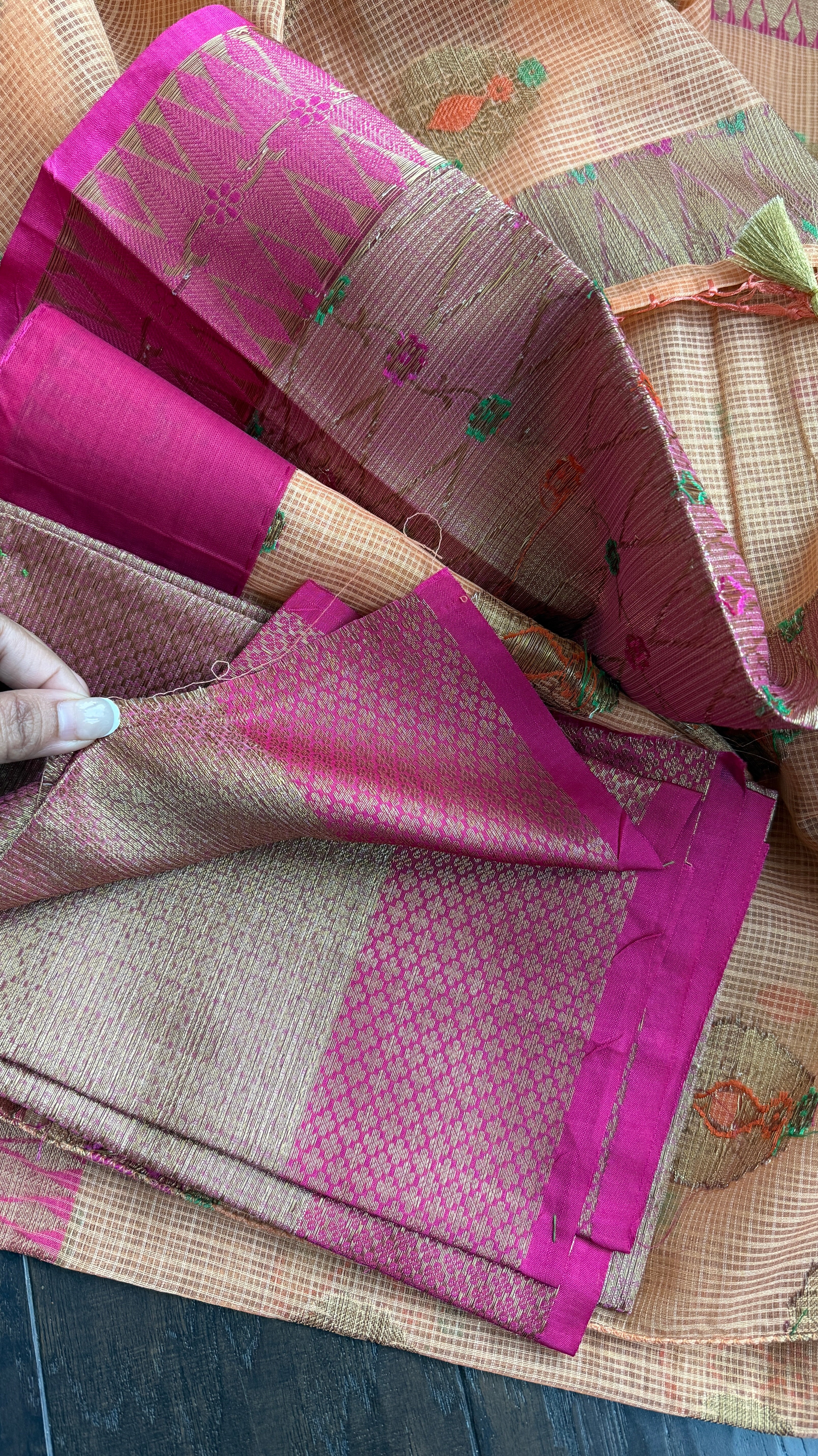 Cotton Silk Banaras Chanderi - Peach Pink
