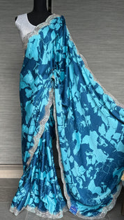 Designer Crepe Satin - Blue Firozi