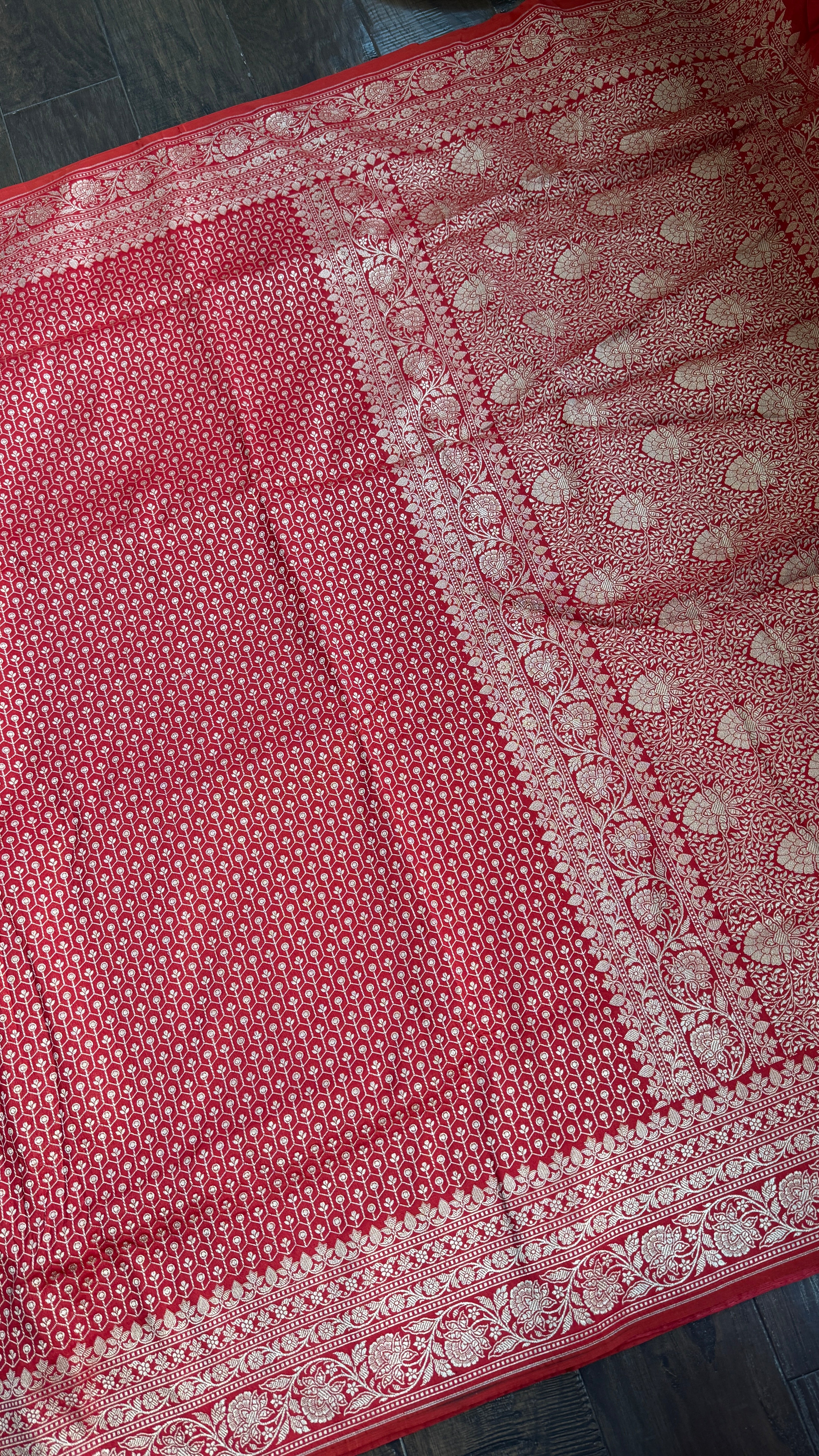 Soft Silk Banaras Saree - Red Zari Woven