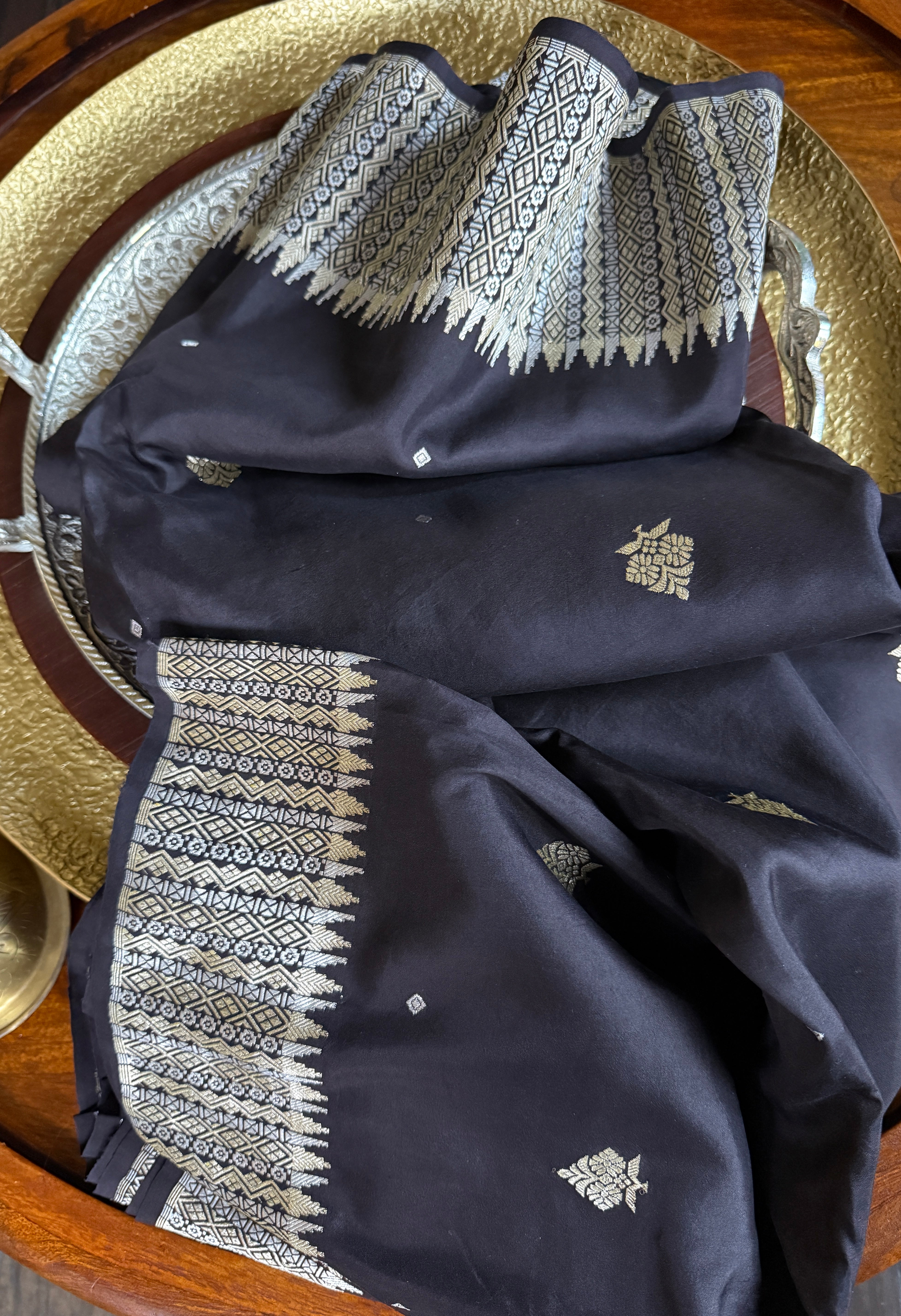 Exclusive Pure Katan Silk Kadhua Banarasi - Black