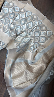 Kora Silk Banaras Chanderi - Grey