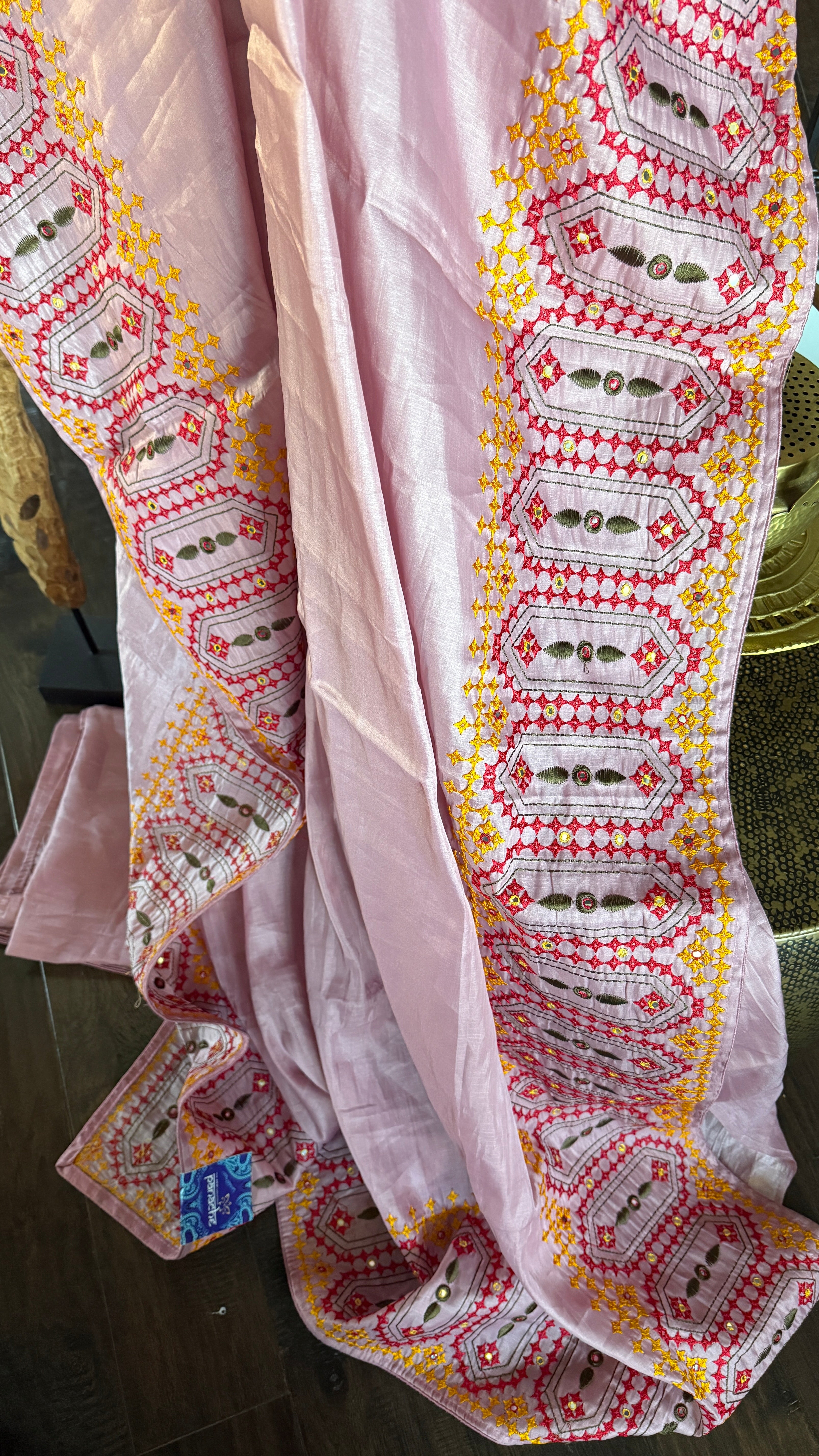 Soft Silk Kathiyawadi Embroidered - Blush Pink