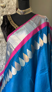 Pure Chanderi Pattu Silk - Royal Blue