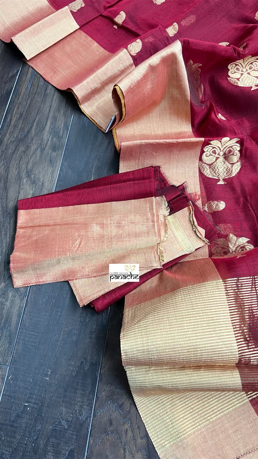 Chanderi Silk Cotton - Red Paisley Woven