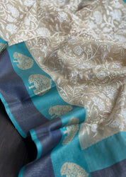 Tissue Kota Silk Embroidered - Golden Beige FIrozi