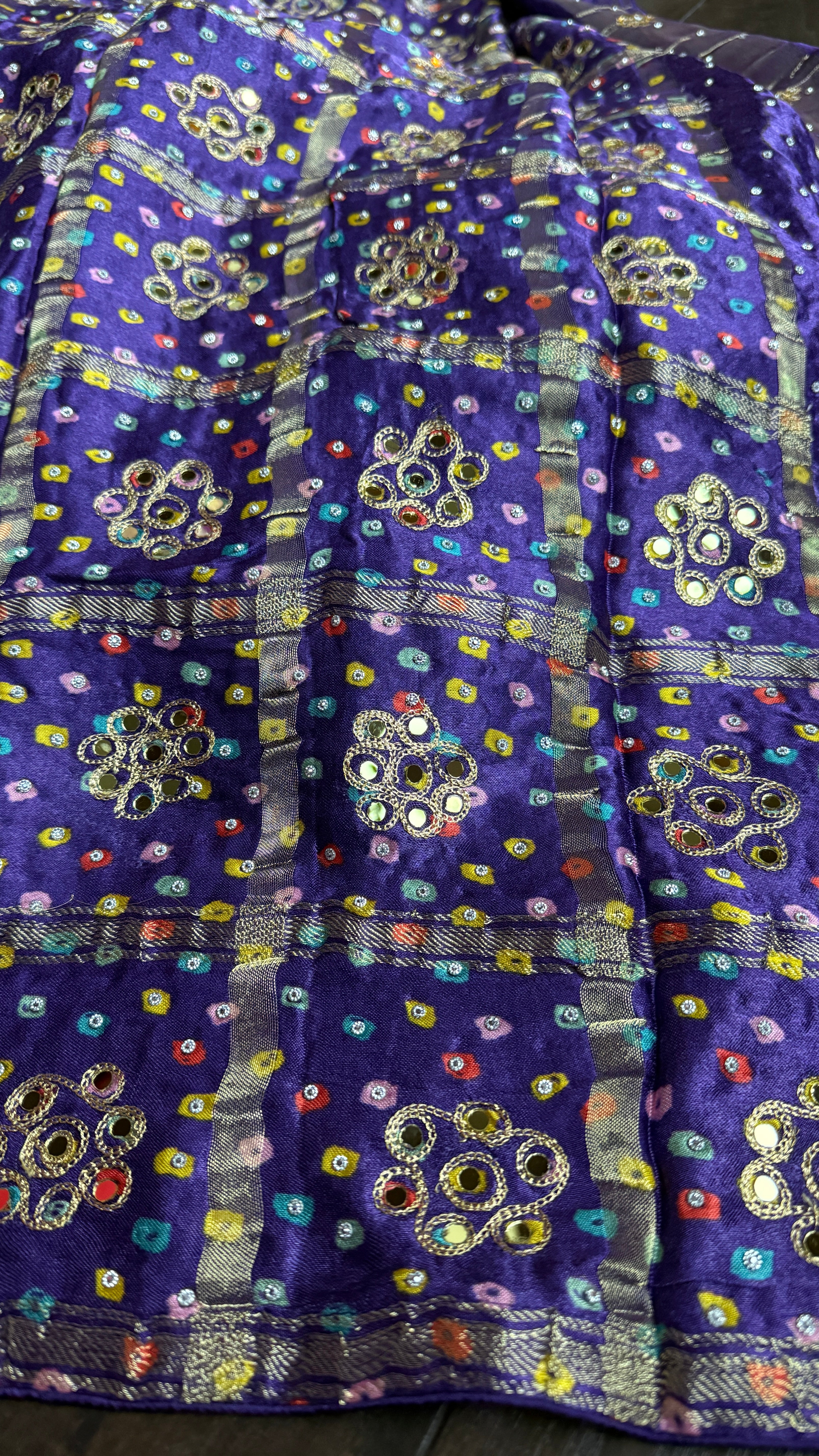 Designer Modal Silk Sequin - Purple Multi Color