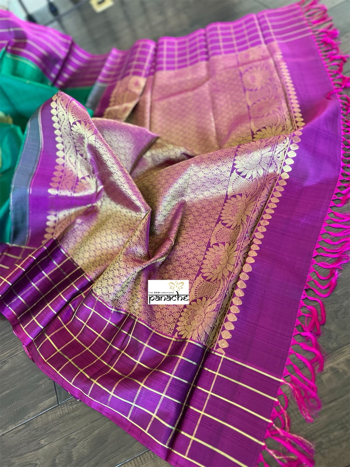Pure Silk Kanjivaram - Green Purple
