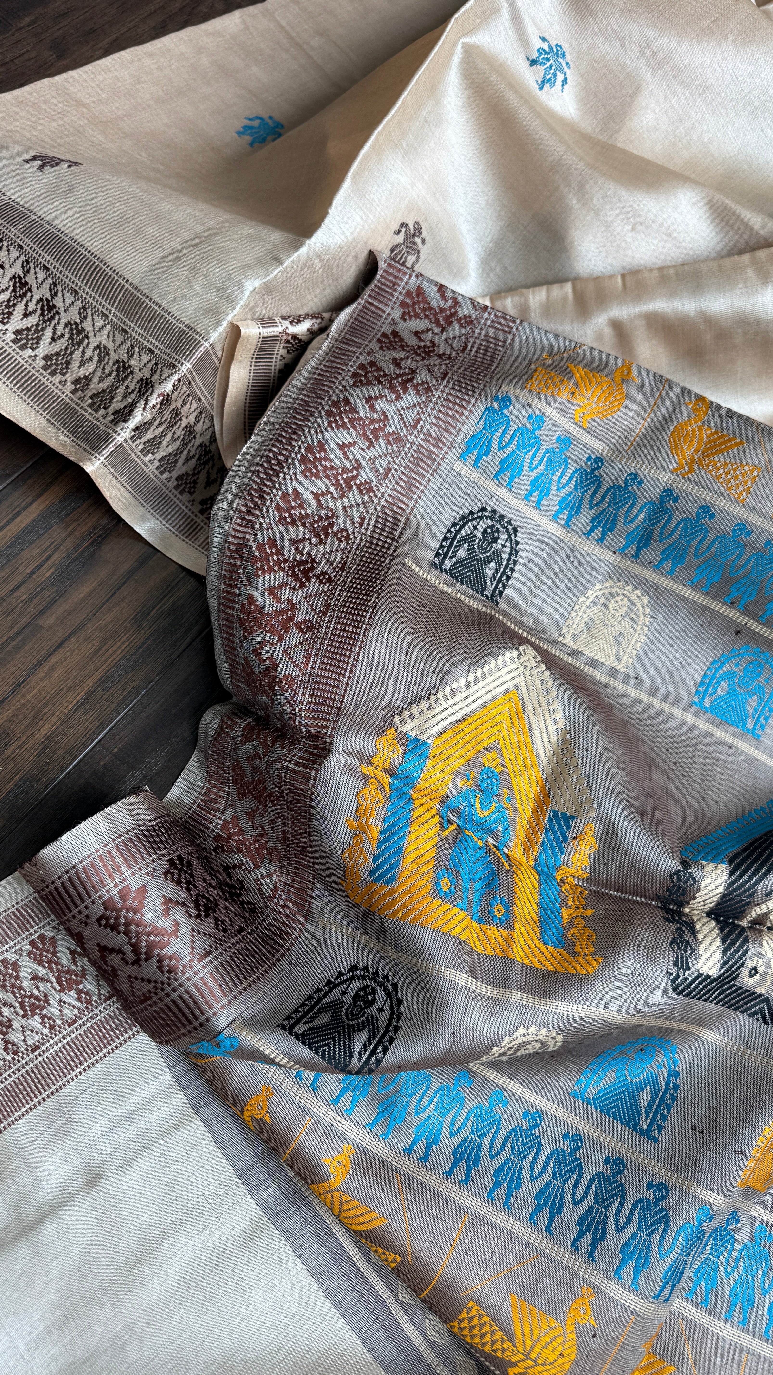 Pure Tussar Silk - Tan Beige Coffee Brown Dolabedi