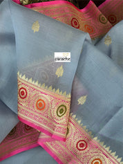 Pure Organza Silk Banarasi - Grey Pink