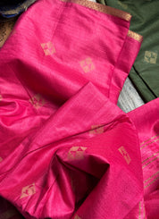 Designer Muga - Hot Pink Zari woven