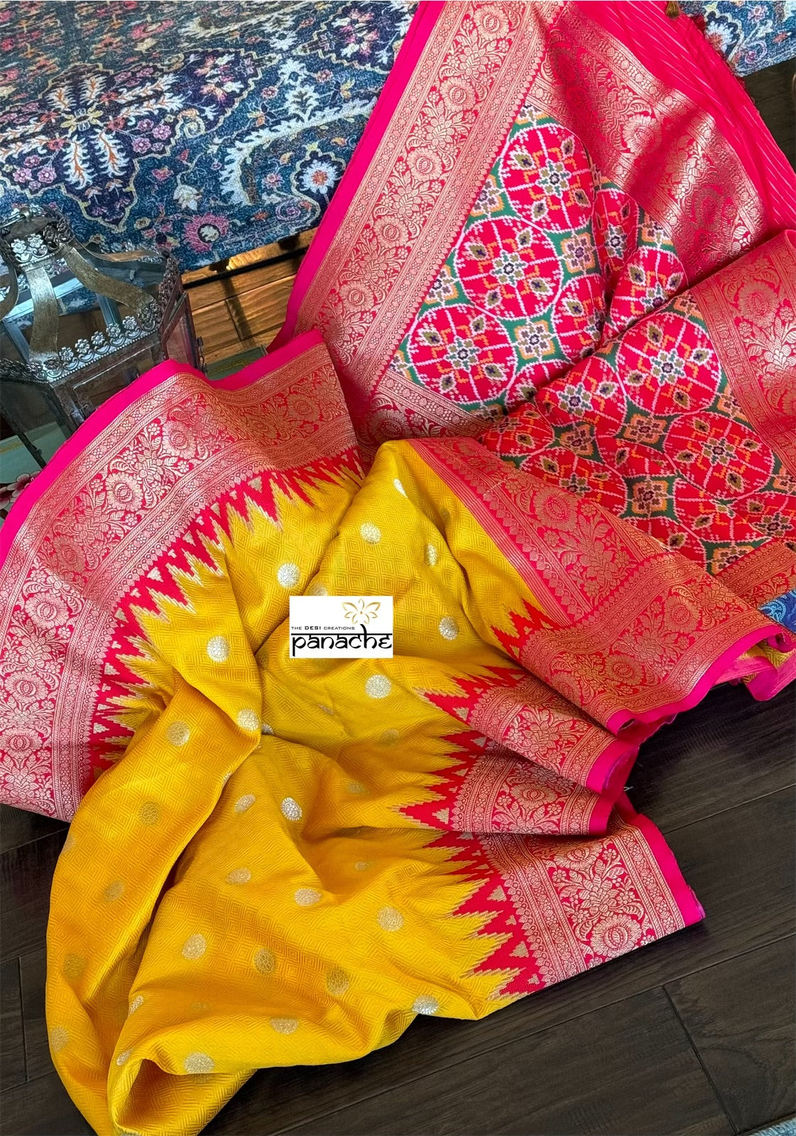 Soft Silk Patola Banarasi - Yellow Pink Red