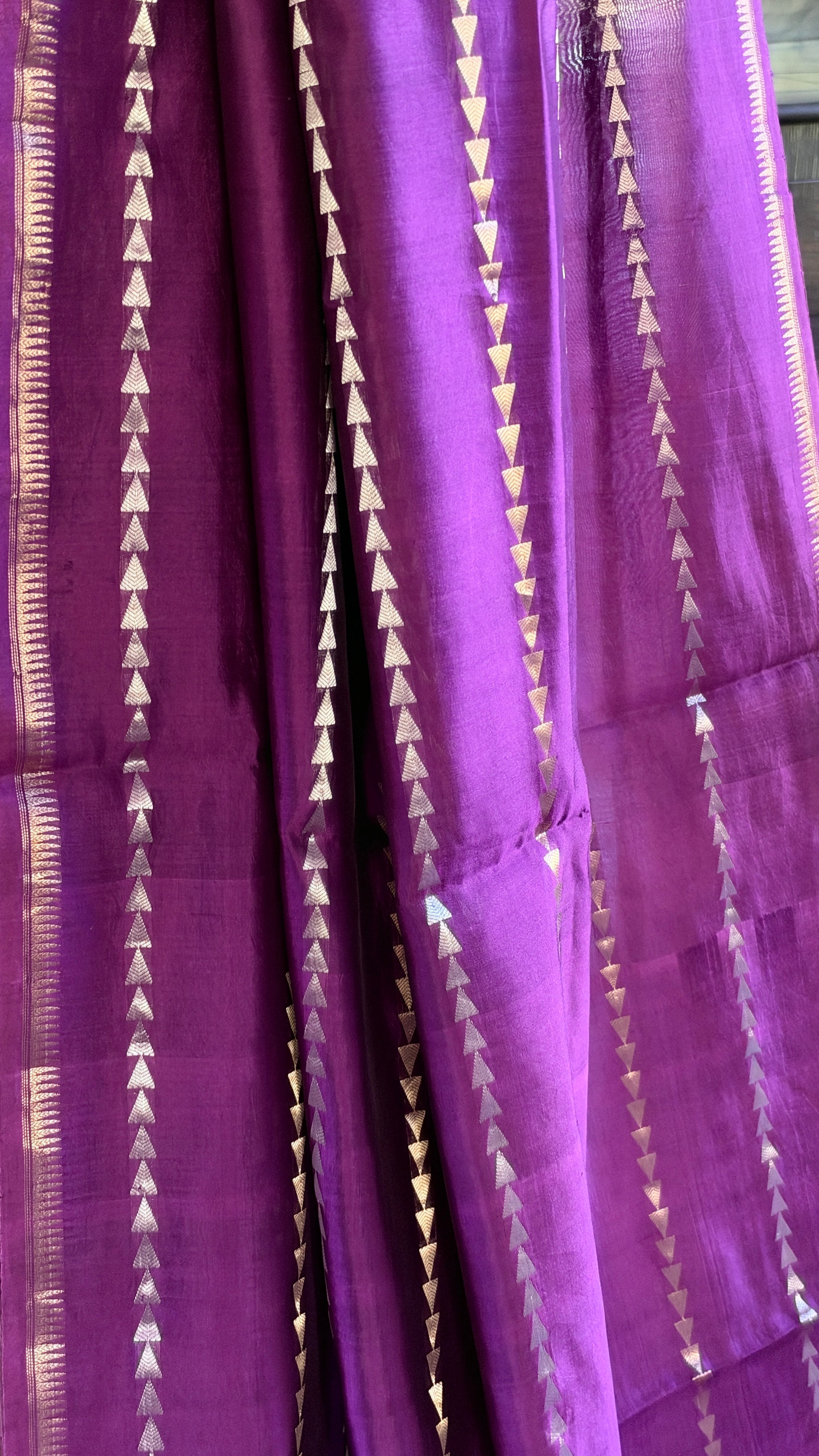 Pure Silk Banarasi - Purple Golden Zari