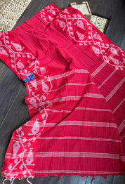 Khadi Cotton Jamdaani Soft - Red White Textured Woven