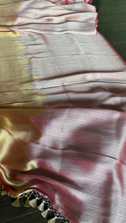 Designer Soft Silk Brocade Banarasi - Peach Pink Golden