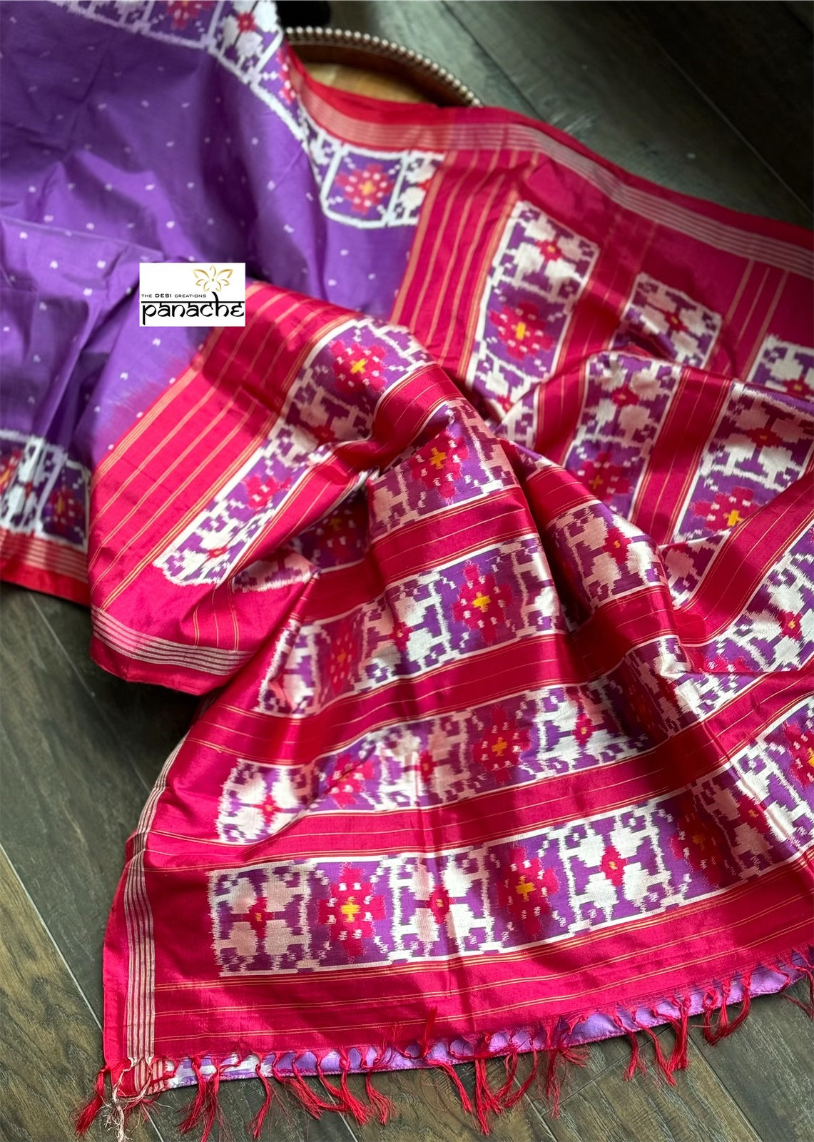 Pure Silk Ikat - Purple Red Pink Pochampally