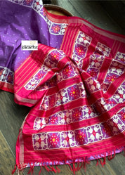 Pure Silk Ikat - Purple Red Pink Pochampally