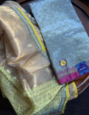 Hand Zardozi Pure Chanderi Tissue Silk - Golden Yellow Woven