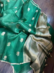 Kora Silk Banarasi - Emerald Green