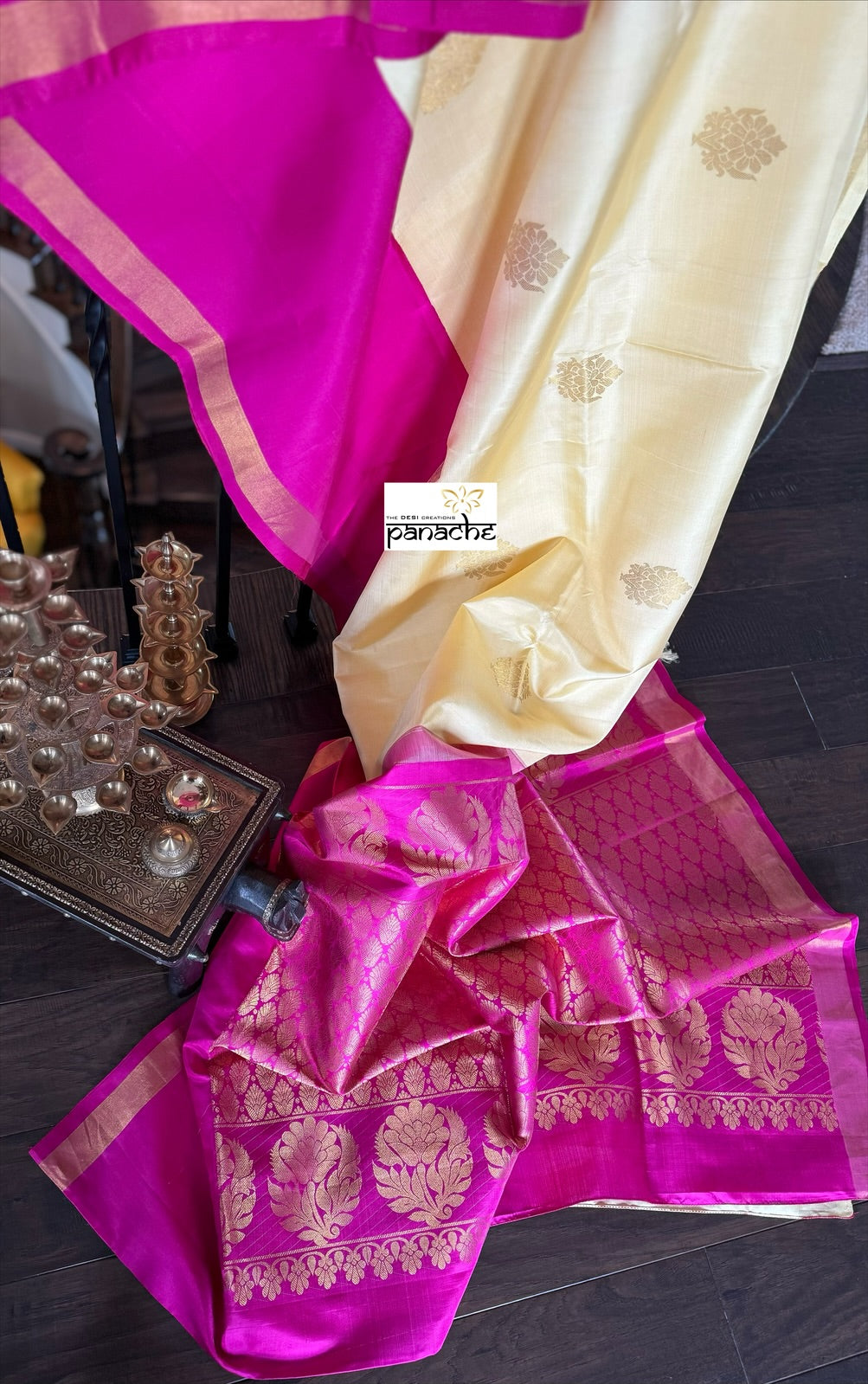 Silk Kanjivaram - Butter Yellow Magenta