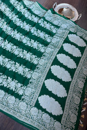 Khaddi Georgette Banarasi - Green Sona Rupa Zari