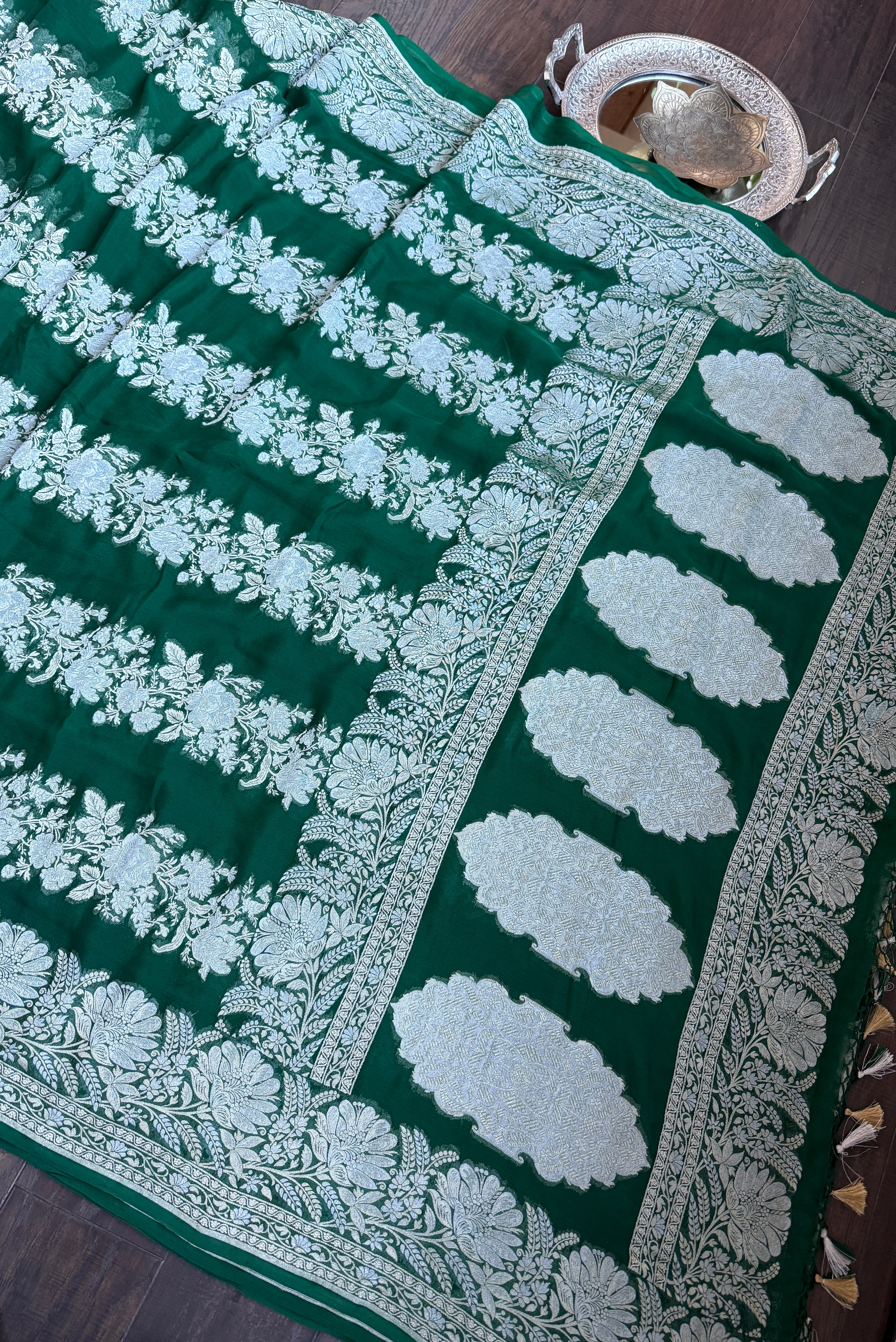 Khaddi Georgette Banarasi - Green Sona Rupa Zari