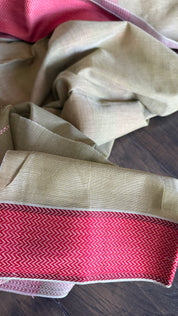 Pure Khadi Cotton Handloom - Moss Grey Red