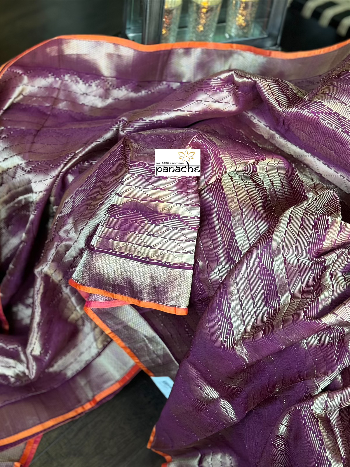 Pure Silk Brocade Banarasi- Wine Purple Kadwa