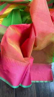 Cotton Silk Kanjivaram - Green Pink