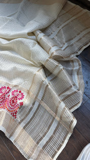 Designer Crepe Silk - Off-White Embroidered