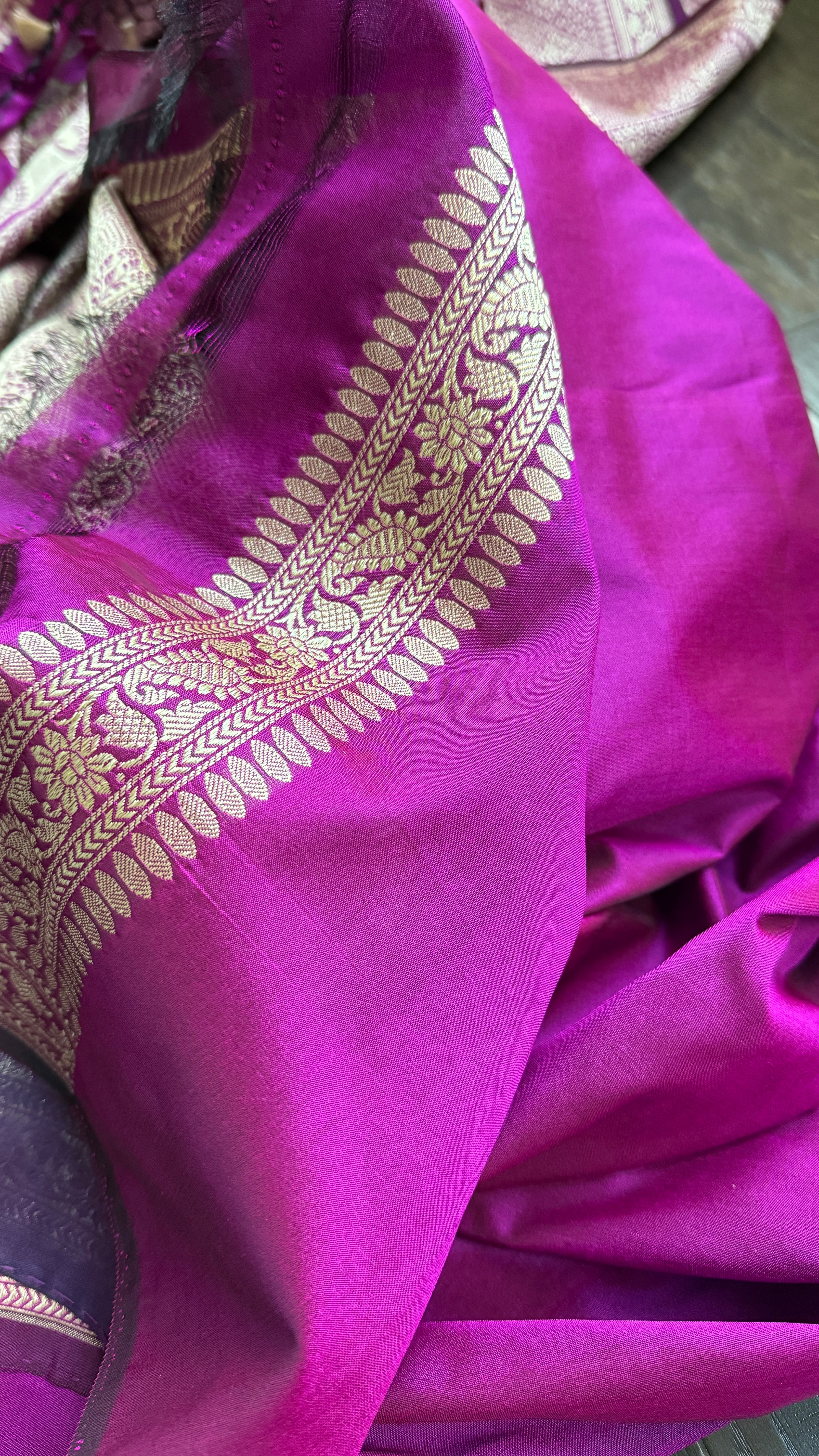 Soft Silk Brocade Banaras Saree - Magenta Purple