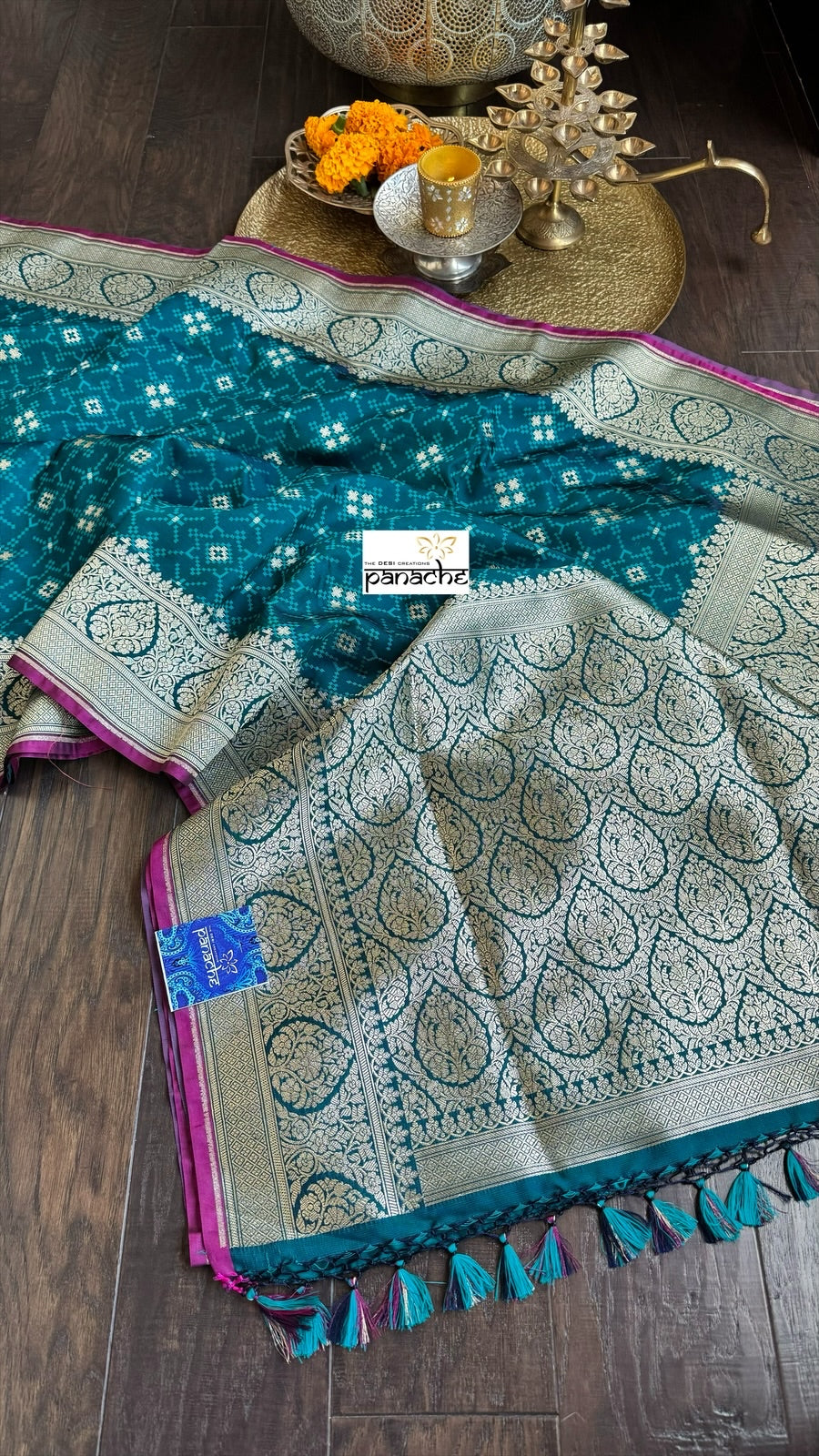 Soft Silk Banarasi - Teal Blue Patola