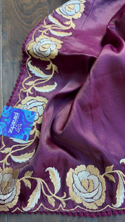 Soft Silk Embroidered - Wine Color