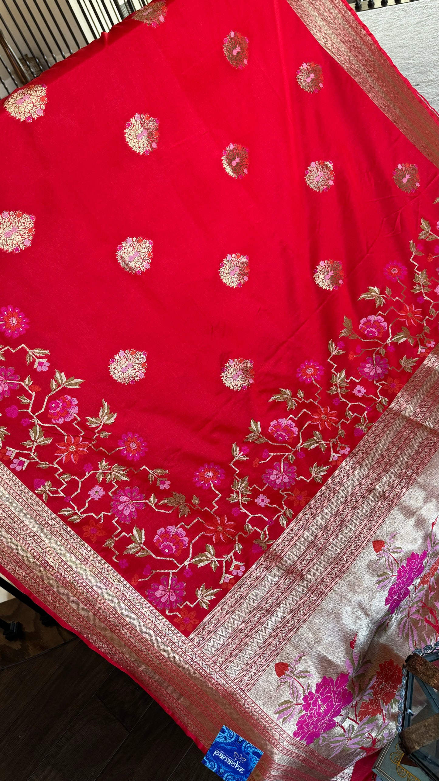 Soft Silk Banarasi - Red Meenakari
