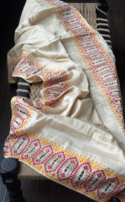Soft Silk Kathiyawadi Embroidered - Beige