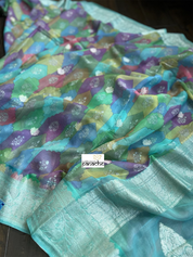 Khaddi Chiffon Banarasi - Sea Green digital Printed