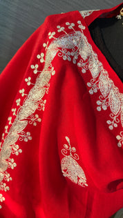 Kashmiri Stole - Red Zari Aariwork