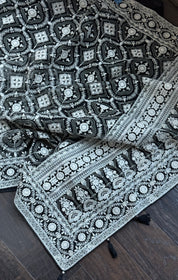 Designer Organza - Black Chikankari